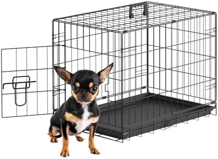 FDW | 24" Foldable Metal Dog Crate | Black | Cage by FDW