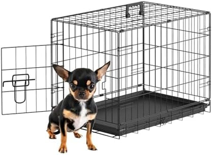 FDW | 24" Foldable Metal Dog Crate | Black | Cage by FDW