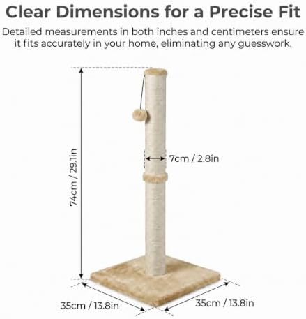 Dimaka 29" Height Tall Cat Scratching Post, Claw Scratcher - Image 2