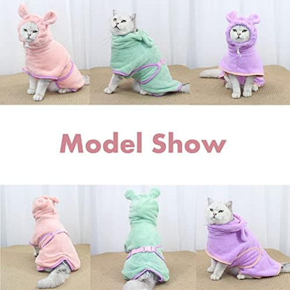 Dog Bathrobe, Microfiber Fast Drying Absorbent Hooded Bath Towel - Image 4