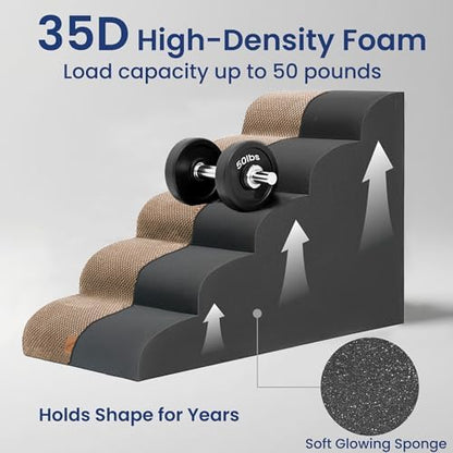 GoGoBunny Ramp Dog Stairs for High Beds 24.4" H, 5-Step Extra Wide Dog Slope - Image 6