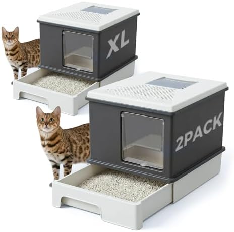 MUTTROS 2 Pack, Enclosed Cat Litter Box by MUTTROS
