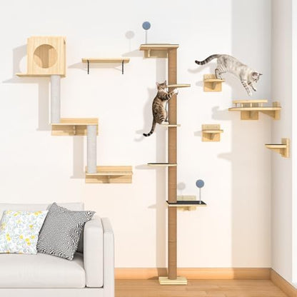 Tall Cat Tree Wall Mounted for Large Cats, 82 inch Scratching Post - Image 6