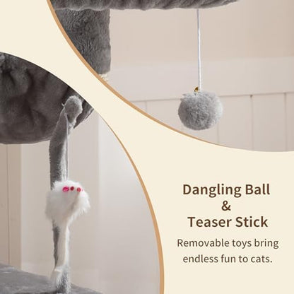 Heybly Cat Tree with Toy, 43.3 inch Cat Tower - Image 4