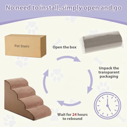 LEXTRO Dog Stairs for Bed, 4-Steps Dog Ramp for Bed, Pet Stair - Image 6