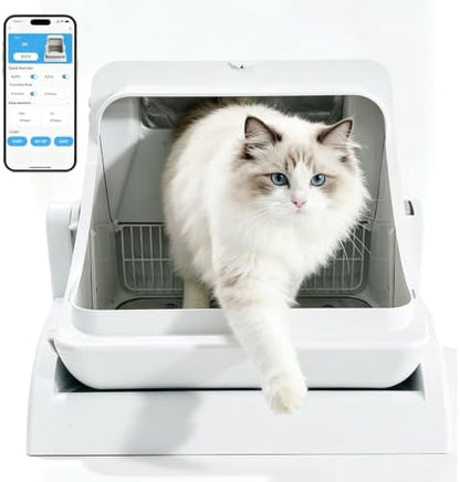 Self Cleaning Litter Box, Open Top Automatic, Cream White by Unknown
