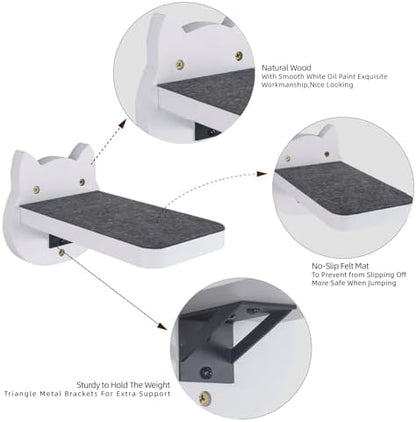 ESPETS White Painted Wooden Cat Wall Floating Steps Set of 3 - Image 2