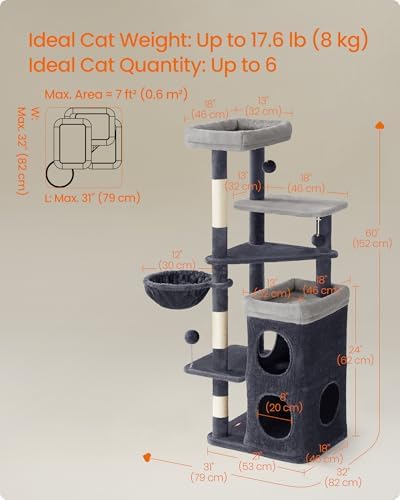 Feandrea Cat Tree Indoor, Dark Gray - Image 5