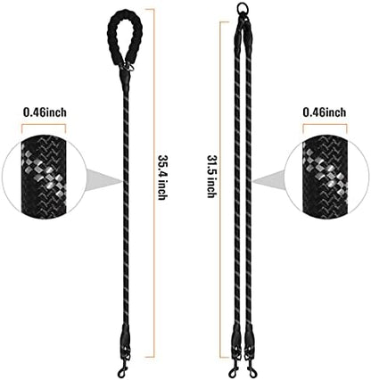 Double Dog Leash Reflective Detachable Coupler &360° Swivel Tangle Free - Image 2