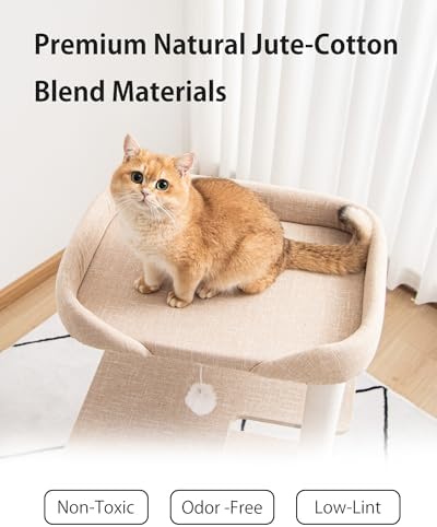 37.5" Cat Tree Tower for Large & Senior Cats, Low-Step Design - Image 3