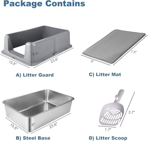 2 Pack Stainless Steel Cat Litter Box - Image 2