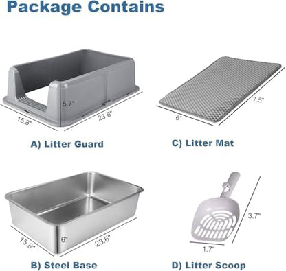 2 Pack Stainless Steel Cat Litter Box - Image 2