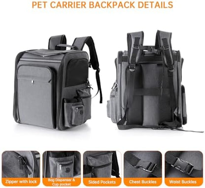 Cat Backpack Carrier, Double Side Expandable Cat Carrier Backpack, Dog Carrier - Image 6