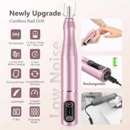 TUOBEO Cordless Nail Drill Electric Nail File Kit, Rechargeable Efile Set - Image 4