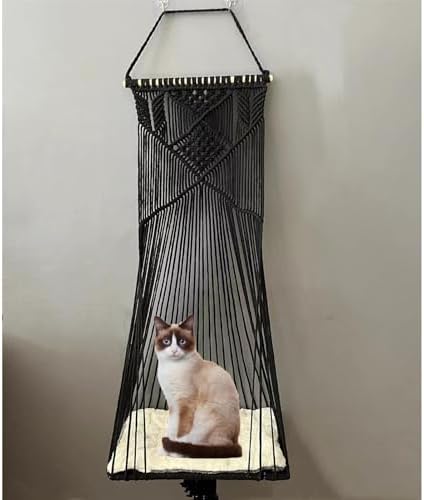 Macrame Hanging Cat Hammock Bed Cat Swing House Space Saving Window Perch - Image 3