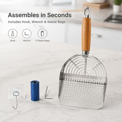 Cat Litter Scoop with Dual Sifter Holes, 304 Stainless Steel Litter Box Scooper - Image 4