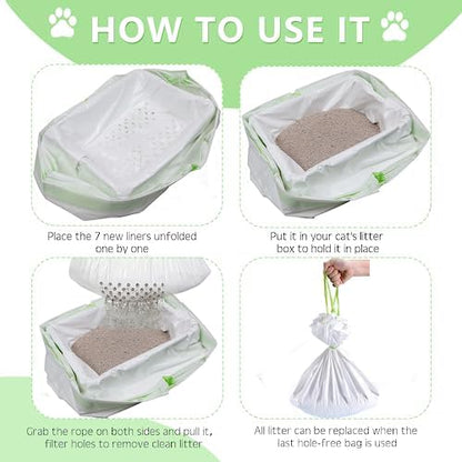 Sifting Cat Litter Liners with Holes 21 Count Large Drawstring - Image 2