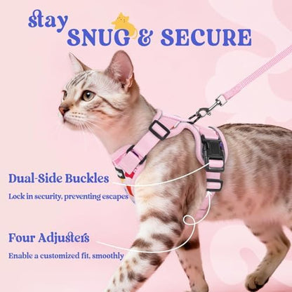 rabbitgoo Cat Harness and Leash Set, Escape Proof Vest, Purrty Pink - Image 6
