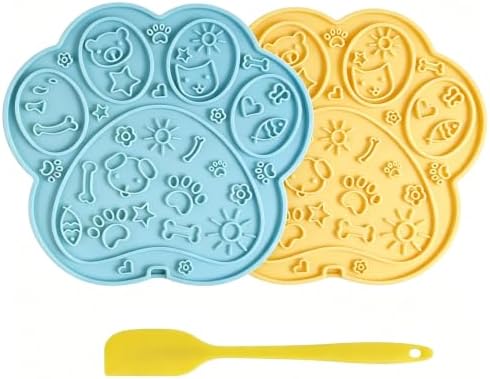 Dog Lick Mat Paw Shape Slow Feeder 17 Suction Cups 2 Pack BPA-Free by Wfciosdv