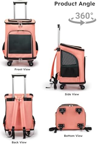 PETCUTE Wheeled Pet Carrier Backpack, Pet Travel Carrier - Image 5