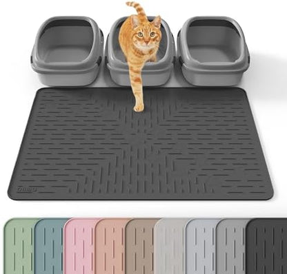 OHMO XXL Cat Litter Mat, 37.5x25.2 Black, Premium Silicone Rubber, Waterproof & by OHMO