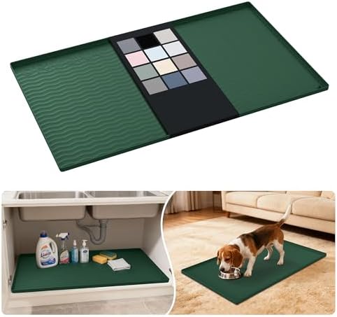 URMONA Waterproof Silicone Under Sink Mat, 37 x 22 in, Flexible Shelf Liner by URMONA