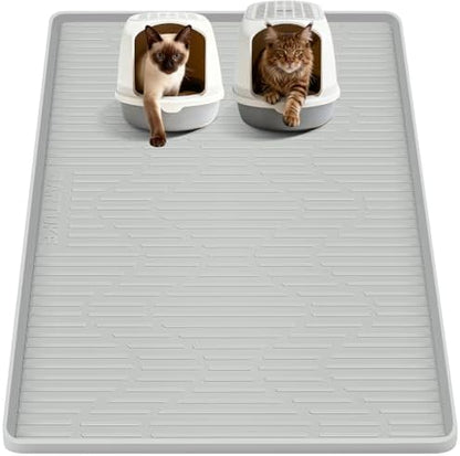 Silicone Cat Litter Box Mat 55"x 38" Extra Large Cat Rubber Mat by Bartuke