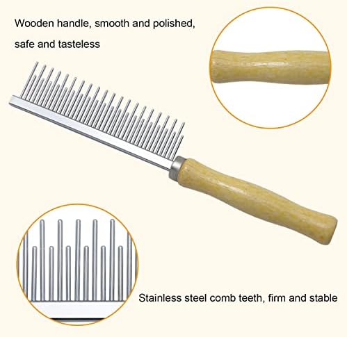 Wooden Handle Grooming Comb for Dogs Cats Pet（Multitooth） - Image 4