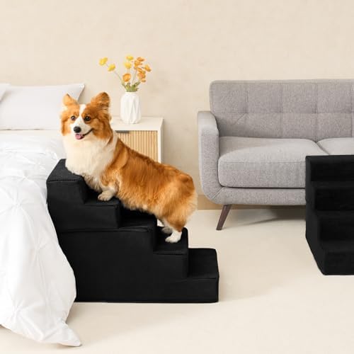 EHEYCIGA Dog Stairs for High Bed 22.5" H, 5-Step Dog Steps - Image 4