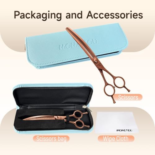 7'' Curved Thinning Dog Grooming Scisscors Matte Bronze - Image 7
