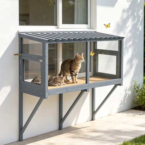 Cat Window Box Catio, Outdoor Cat Enclosure by GOJOOASIS