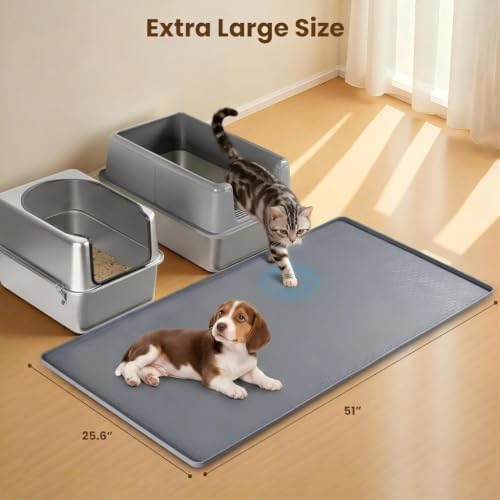 Dog Pee Pad Holder & Cat Litter Mat, XXL 51''×25.6'', Waterproof Floor Silicone - Image 2