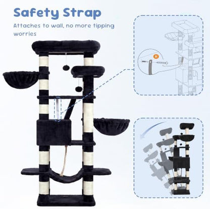 Heybly Cat Tree, 68 inch Multi-Level Cat Tower - Image 6