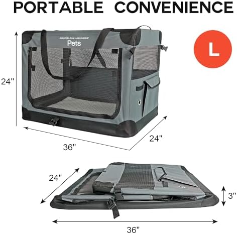 Ashfield & Harkness Collapsible Soft Dog Crate 36" - Image 2