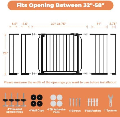 29"-58" Extra Wide Baby Gate, No Drilling Auto Close Dog Gate - Image 6