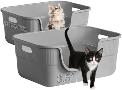 2 Pack Low Entry Kitty Litter Box by TehoaoWomensClothes