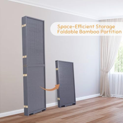 Bamboo Mesh Woven Room Divider 5.6FT, 4 Panel Folding Privacy Screen - Image 5