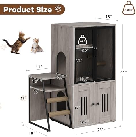 TrailBlaze Modern Double Cat Litter Box Enclosure Furniture – Hidden Storage - Image 2