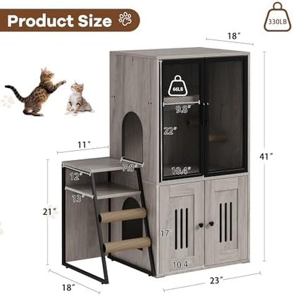 TrailBlaze Modern Double Cat Litter Box Enclosure Furniture – Hidden Storage - Image 2