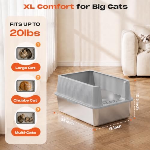 Suitfeel XL Stainless Steel Cat Litter Box - Image 2