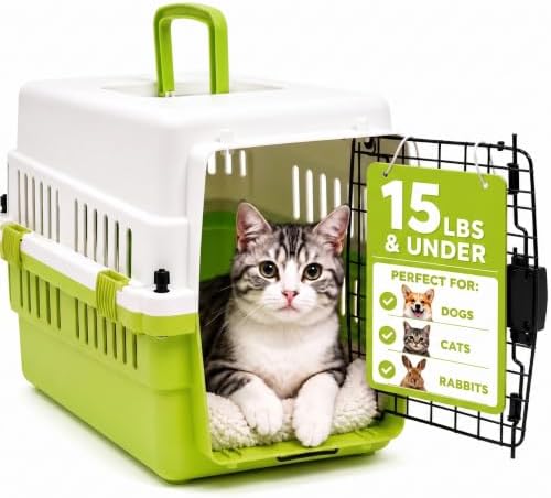 Hard-Sided Pet Carrier for Cats and Small Dogs, Portable Plastic Crate for Vet by FreePet