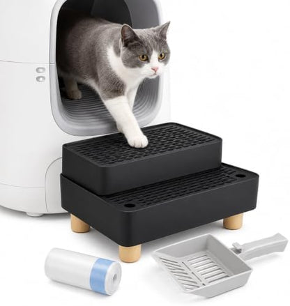 Cat Litter Box Ramp, 2-Step Automatic Litter Box Step Stool，Black by Unknown