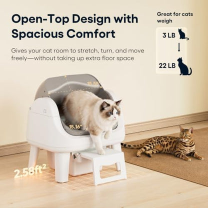 PetPivot Open Top Self Cleaning Cat Litter Box, Automatic Litter Box - Image 3