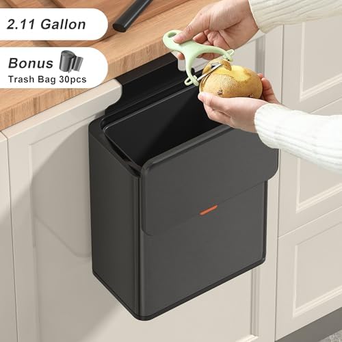 Mbillion 2.1 Gal Brushed Black Hanging Stainless Steel Compost Bin - Image 3