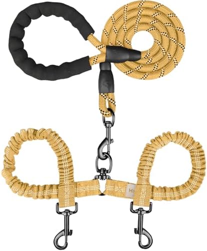MingXpets Double Dog Leash, 360° Swivel Tangle Free Bungee Walking Training by MingXpets