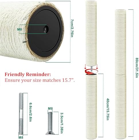 Cat Scratching Post Replacement Pole, Natural Sisal Cat Tree Replacement Parts - Image 2