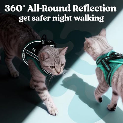 rabbitgoo Cat Harness and Leash Set, Step-in Soft Vest, Turquoise & Green - Image 5