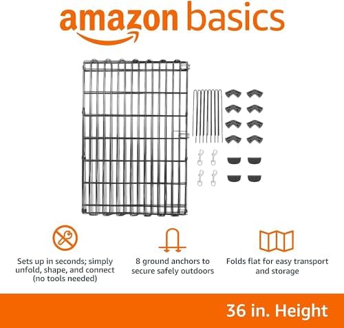 Amazon Basics Portable Foldable Octagonal Metal Exercise Dog Playpen, - Image 5