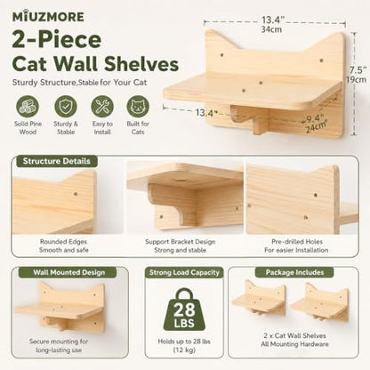 Cat Wall Shelves, 2-Piece Cat Wall Step - Image 2