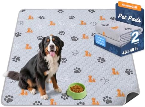 WanpeeGoo Washable Pee Pads for Dogs, Waterproof, 48 x 48 in, 2 Pack by WanpeeGoo